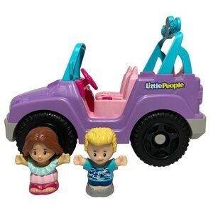 Fisher Price Barbie Little People Beach Cruiser + 2 Figures Toy Car Music Sounds